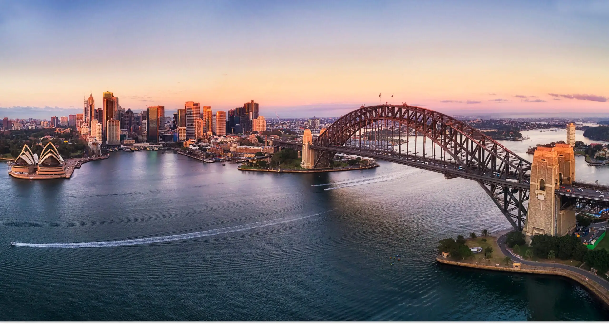 Sydney Harbour skyline with Opera House and Harbour Bridge