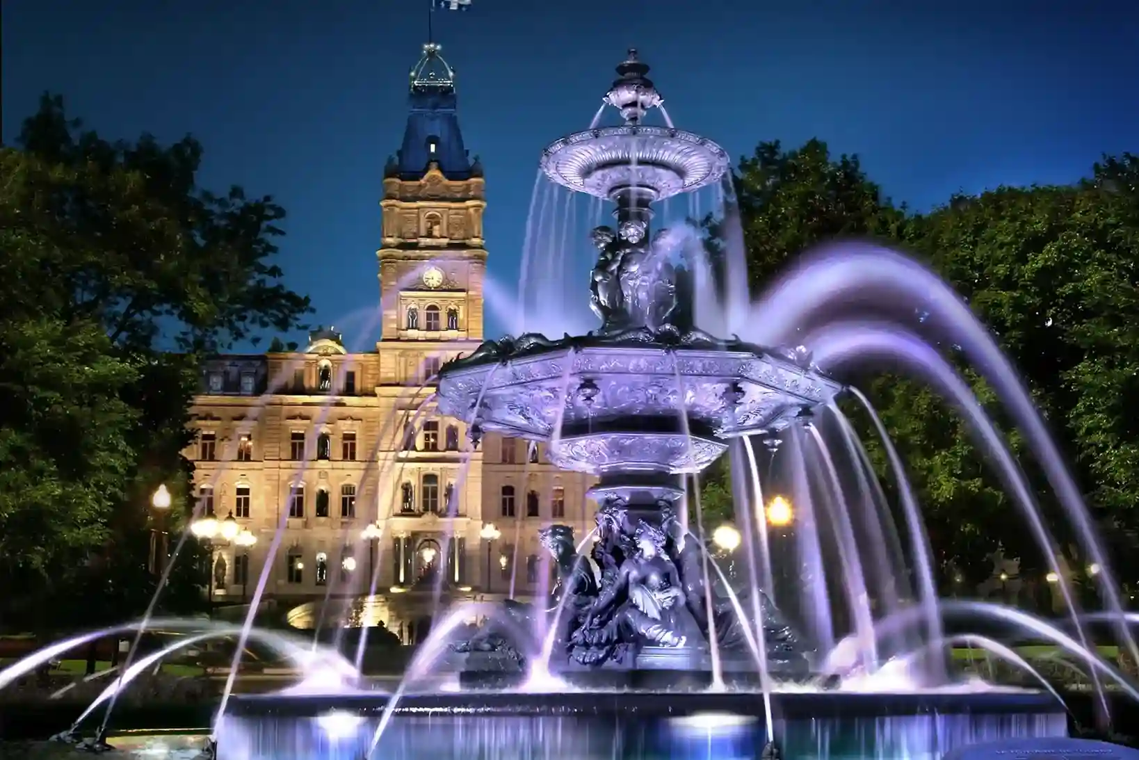 Parliament Building in Quebec at Night