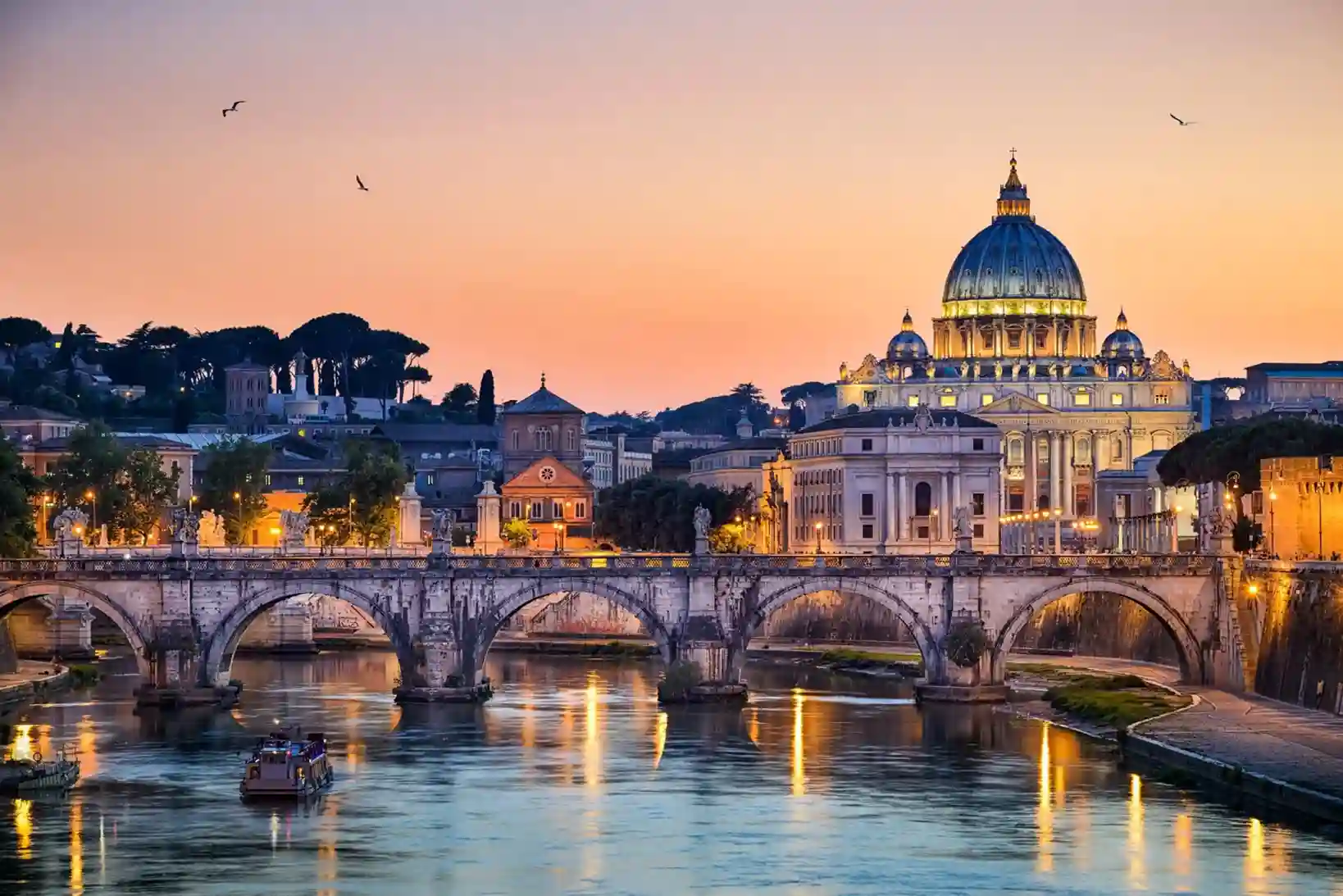 Bridges Rivers Evening Italy Rome Cathedral Vatican City