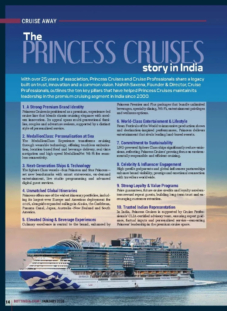 Princess Cruises story in India January 2026 BOTT editorial.