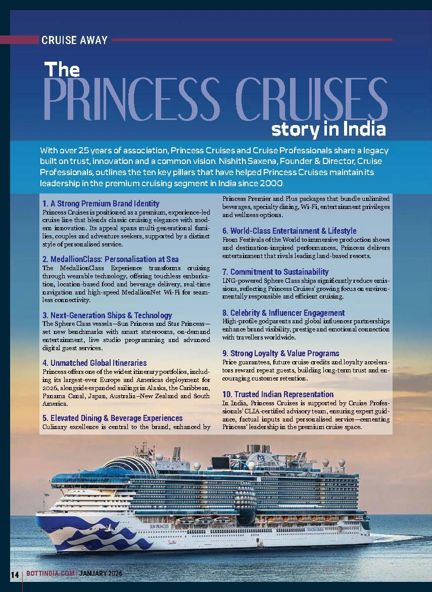 Princess Cruises story in India January 2026 BOTT editorial.