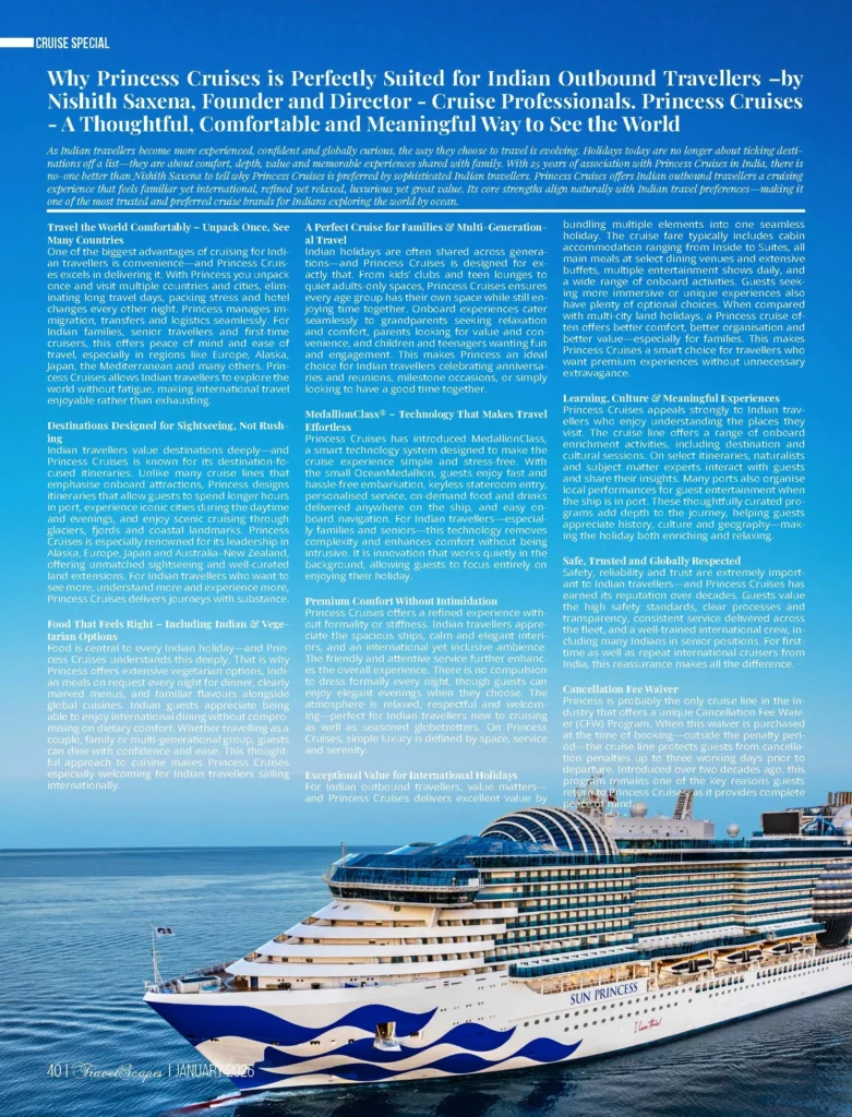 Travelscapes January 2026 Editorial Princess Cruises Indian Outbound.