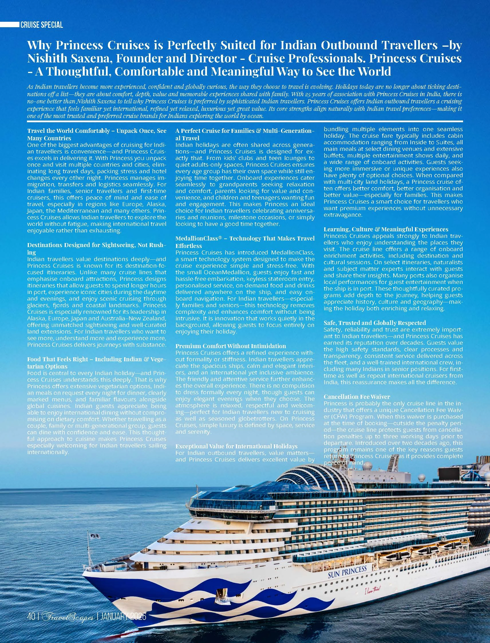 Travelscapes January 2026 Editorial Princess Cruises Indian Outbound.