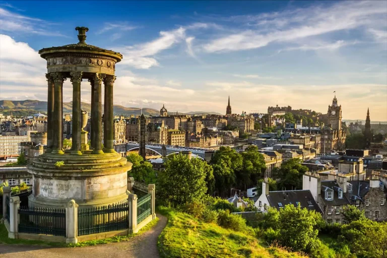 British Isles cruise destination featuring Edinburgh skyline and historic architecture