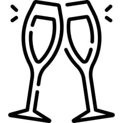 Crystal Cruises icon featuring champagne glasses representing unique onboard and shore experiences.